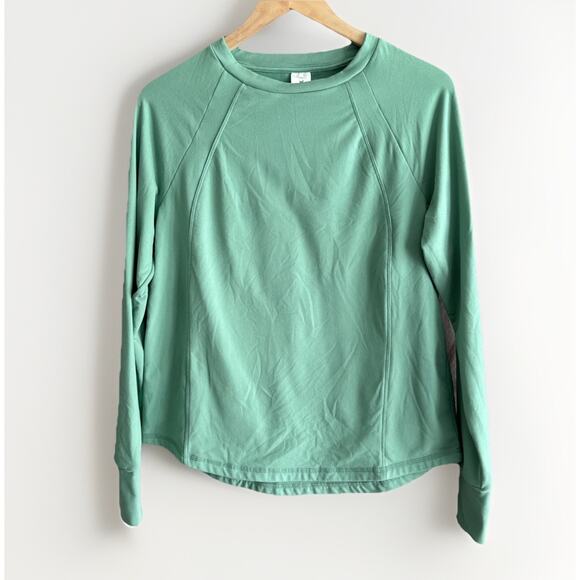 Member’s Mark Brushed Long Sleeve Tee Green Lily Crewneck Soft Fleece Size M - Picture 1 of 10